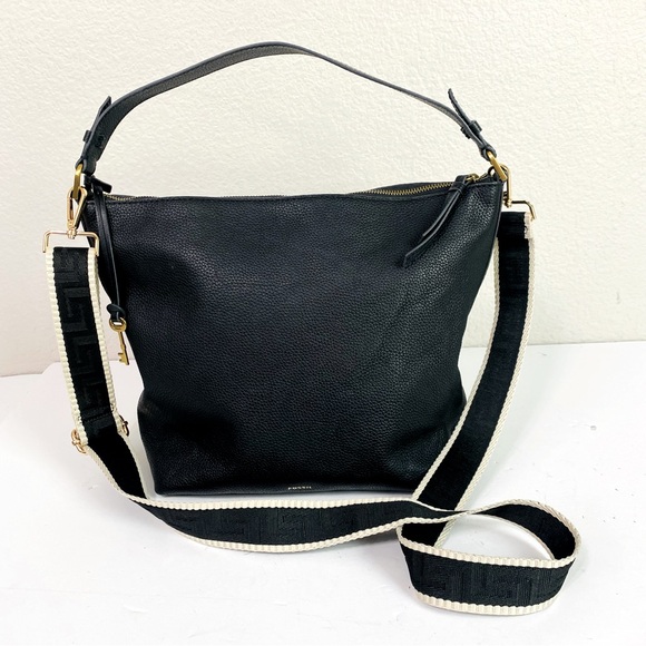 Fossil Black Eco Leather Julianna Large Hobo Bag 14” x 11” x 5” - Picture 1 of 10
